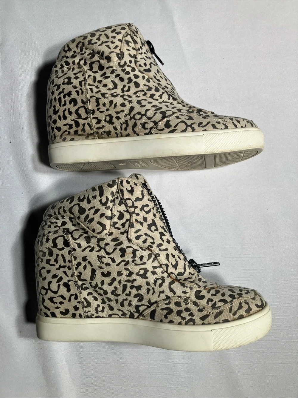 Coconuts by Matisse Wedged Leopard Zip-Front High-Top Sneakers - Beige/Black